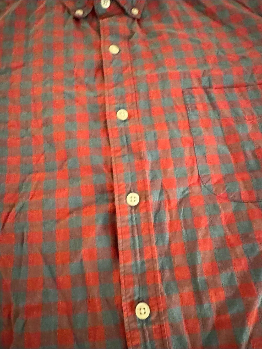 JCrew Men's Red and Gray Plaid Button-Down Shirt - Casual Everyday - Secret Wash